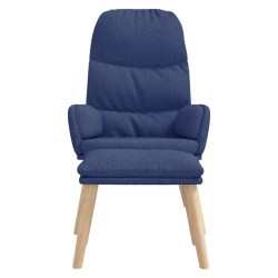 Chaise de relaxation avec tabouret Bleu Tissu 