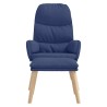 Chaise de relaxation avec tabouret Bleu Tissu 