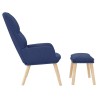 Chaise de relaxation avec tabouret Bleu Tissu 