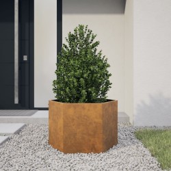 Jardinière hexagone 69x60x45 cm acier patinable 