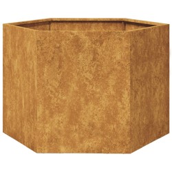 Jardinière hexagone 69x60x45 cm acier patinable 