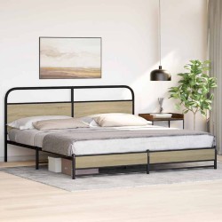 Cadre de lit en métal sans matelas chêne sonoma 193x203 cm 