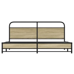 Cadre de lit en métal sans matelas chêne sonoma 193x203 cm 