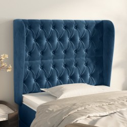 Tête de lit avec oreilles Bleu foncé 103x23x118/128 cm Velours 