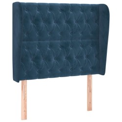 Tête de lit avec oreilles Bleu foncé 103x23x118/128 cm Velours 