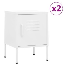 Tables de chevet 2 pcs Blanc 35x35x51 cm Acier 