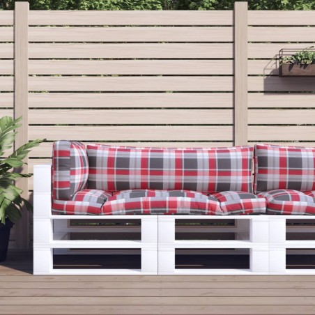 Coussins de palette 3 pcs carreaux rouges tissu 