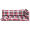 Coussins de palette 3 pcs carreaux rouges tissu 
