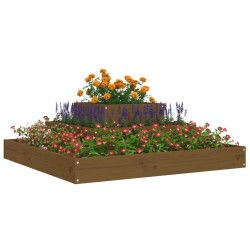 Jardinière Marron miel 80x80x27 cm Bois massif de pin 