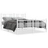 Cadre de lit métal sans matelas et pied de lit blanc 160x200 cm 