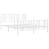 Cadre de lit métal sans matelas et pied de lit blanc 160x200 cm 