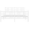 Cadre de lit métal sans matelas et pied de lit blanc 160x200 cm 