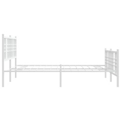 Cadre de lit métal sans matelas et pied de lit blanc 160x200 cm 