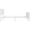 Cadre de lit métal sans matelas et pied de lit blanc 160x200 cm 