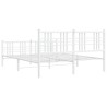 Cadre de lit métal sans matelas et pied de lit blanc 160x200 cm 