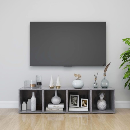 Meubles TV 4 pcs gris béton 37x35x37 cm bois d’ingénierie 