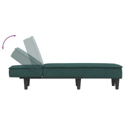 Chaise longue vert foncé velours 