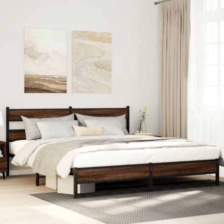 Cadre de lit en métal sans matelas chêne marron 200x200 cm 