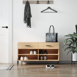 Banc à chaussures chêne sonoma 102x35x55 cm bois d'ingénierie 