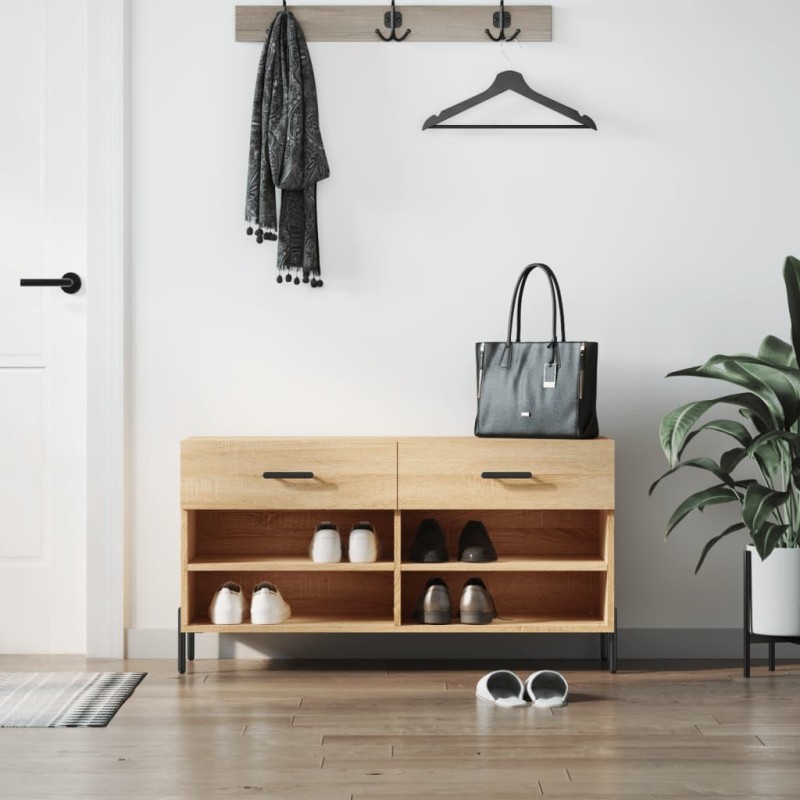 Banc à chaussures chêne sonoma 102x35x55 cm bois d'ingénierie Banc à chaussures chêne sonoma 102x35x55 cm bois d'ingénierie