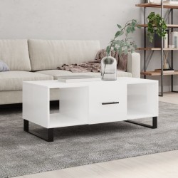Table basse Blanc brillant 102x50x40 cm Bois d'ingénierie 
