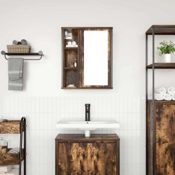 Armoire murale de salle de bain miroir chêne fumé 50x21x60 cm 