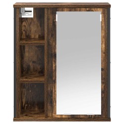 Armoire murale de salle de bain miroir chêne fumé 50x21x60 cm 
