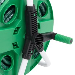 Enrouleur de tuyau vert sur pied avec tuyau de 30 m PVC 