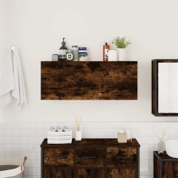 Armoire murale de bain chêne fumé 100x25x40cm bois d'ingénierie 
