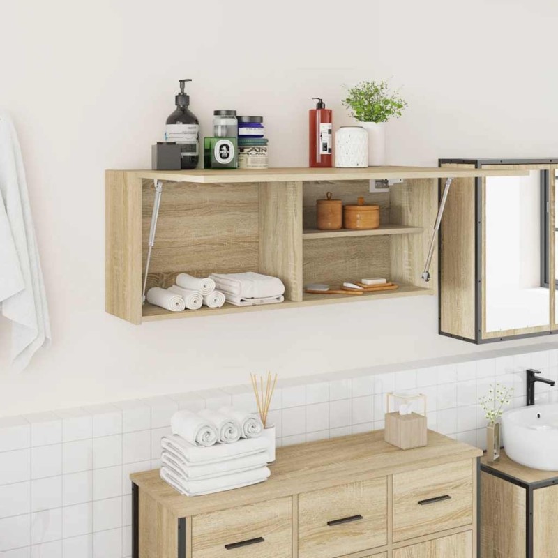 Armoire murale de bain chêne sonoma 100x25x40cm bois ingénierie 