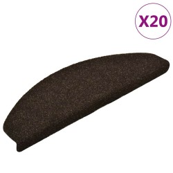 Tapis d'escalier autocollant 20 pcs marron foncé 65x21x4 cm 
