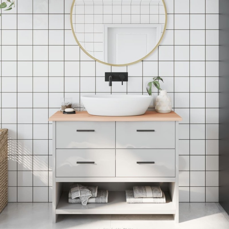 Comptoir de salle de bain 100x40x2 cm bois massif non traité 