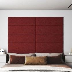 Panneaux muraux 12 pcs Rouge bordeaux 90x30 cm Tissu 3,24 m² 