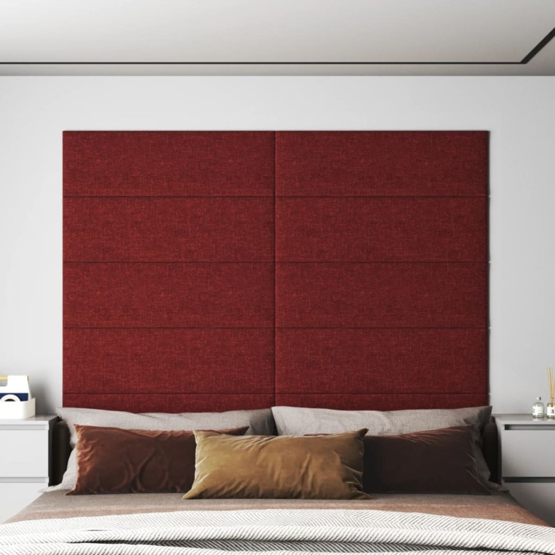 Panneaux muraux 12 pcs Rouge bordeaux 90x30 cm Tissu 3,24 m² 