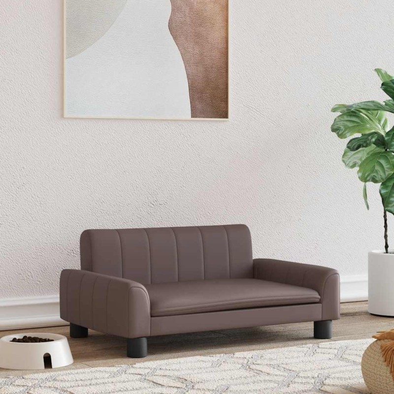 Lit pour chien marron 70x45x30 cm similicuir 