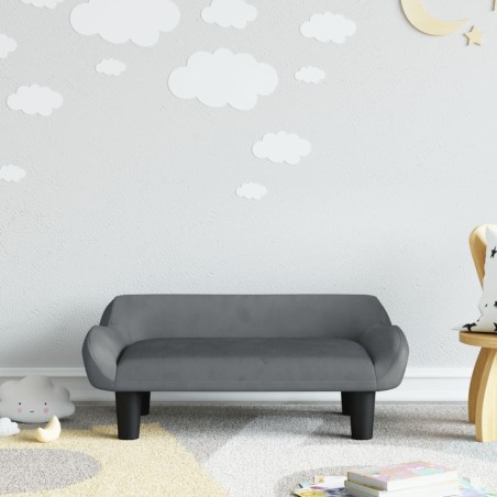 Canapé pour enfants gris foncé 70x40x24 cm velours 