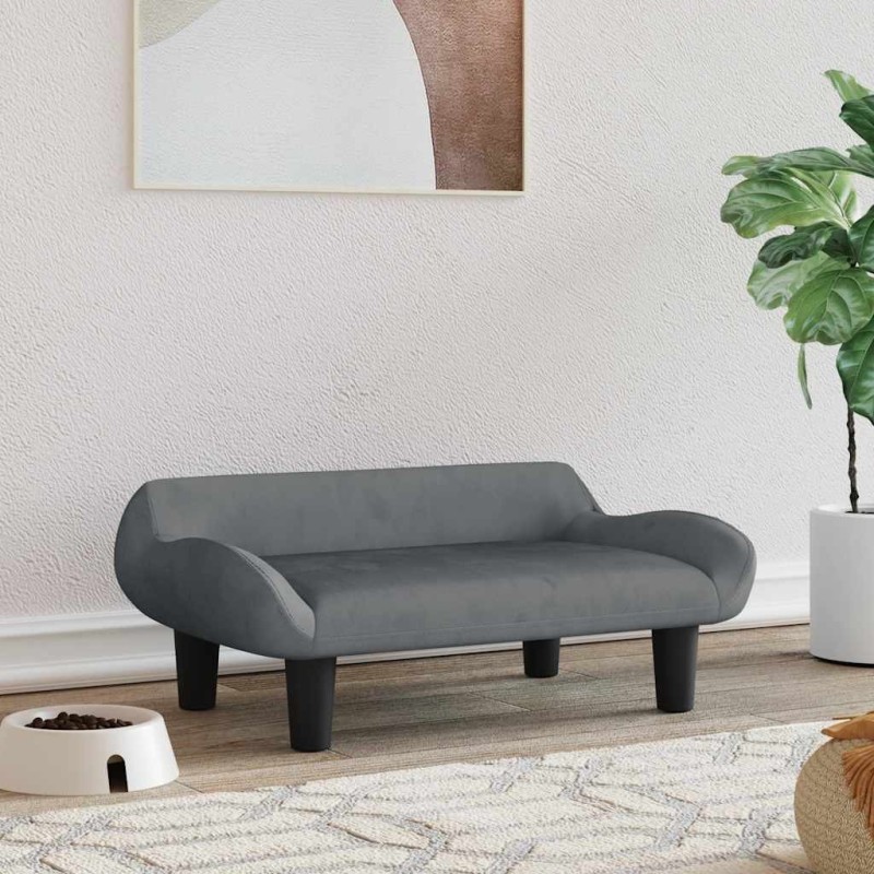 Lit pour chien gris foncé 70x40x24 cm velours 