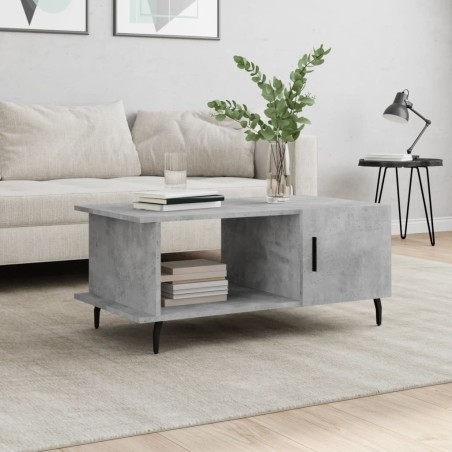 Table basse gris béton 90x50x40 cm bois d'ingénierie 