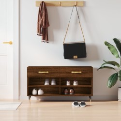 Banc à chaussures chêne marron 102x35x55 cm bois d'ingénierie 