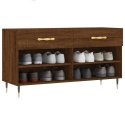 Banc à chaussures chêne marron 102x35x55 cm bois d'ingénierie 