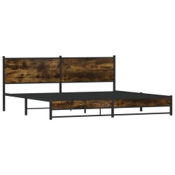 Cadre de lit en métal sans matelas chêne fumé 193x203 cm 