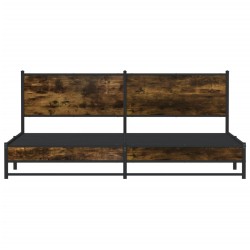 Cadre de lit en métal sans matelas chêne fumé 193x203 cm 