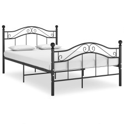 Cadre de lit sans matelas noir métal 120x200 cm 