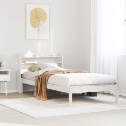 Cadre de lit sans matelas blanc 90x190 cm bois de pin massif 