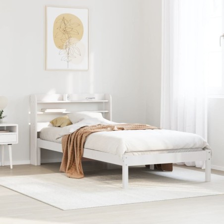 Cadre de lit sans matelas blanc 90x190 cm bois de pin massif 