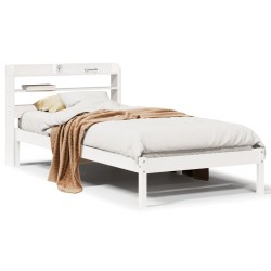 Cadre de lit sans matelas blanc 90x190 cm bois de pin massif 