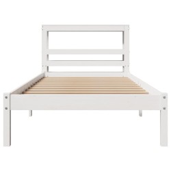 Cadre de lit sans matelas blanc 90x190 cm bois de pin massif 
