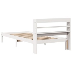 Cadre de lit sans matelas blanc 90x190 cm bois de pin massif 