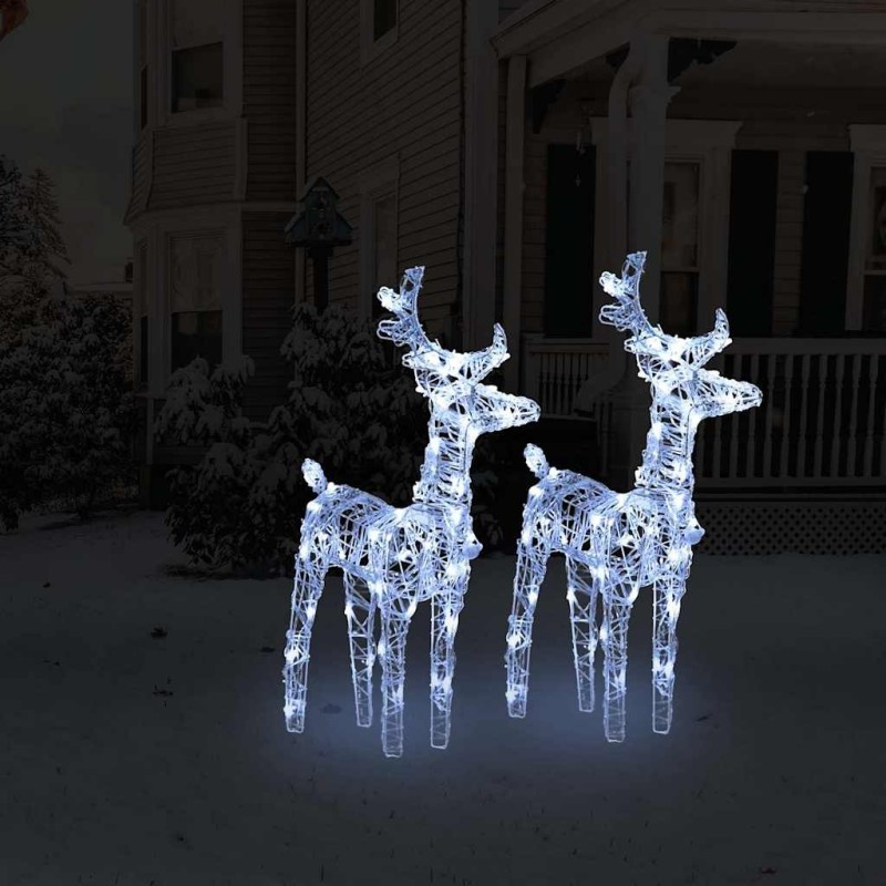 Rennes de Noël 2 pcs 80 LED Blanc froid Acrylique 