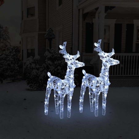 Rennes de Noël 2 pcs 80 LED Blanc froid Acrylique 
